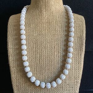 Vintage Monet white & gold tone bead necklace.